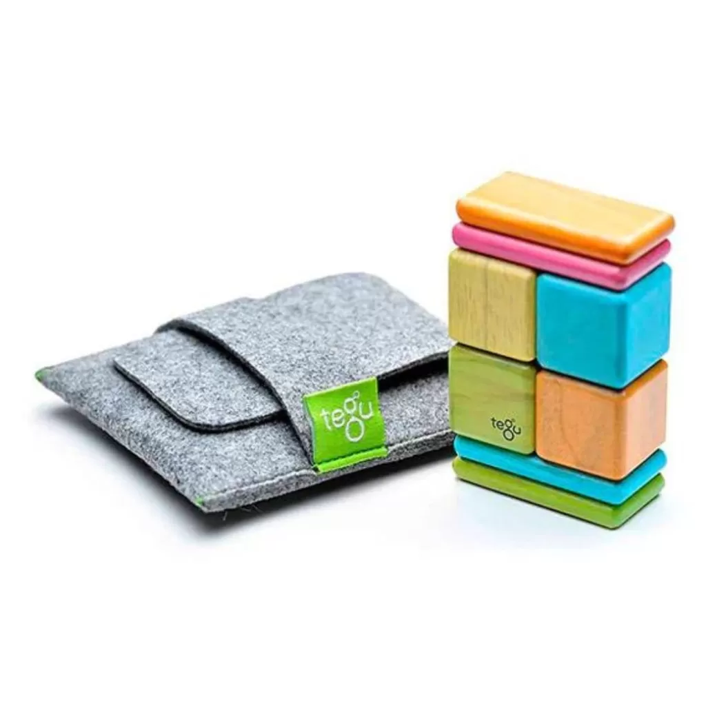 Tegu Wooden Blocks>Pocket Pouch Wooden Magnetic Blocks - Tints