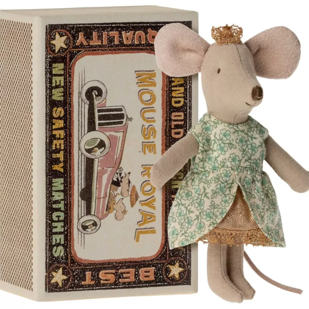 Maileg Stuffed Animals>Princess Little Sister Mouse In A Matchbox