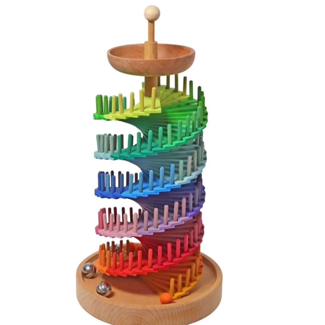 Grimm's Spiel & Holz Marble & Ball Runs>Rainbow Musical Ball Run Assembly Set