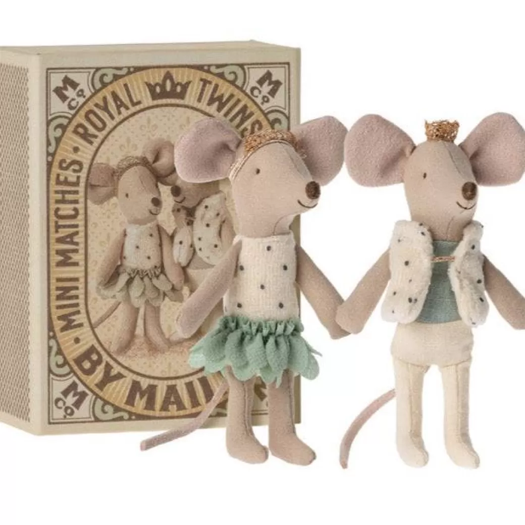 Maileg Stuffed Animals>Royal Twin Mice In Matchbox