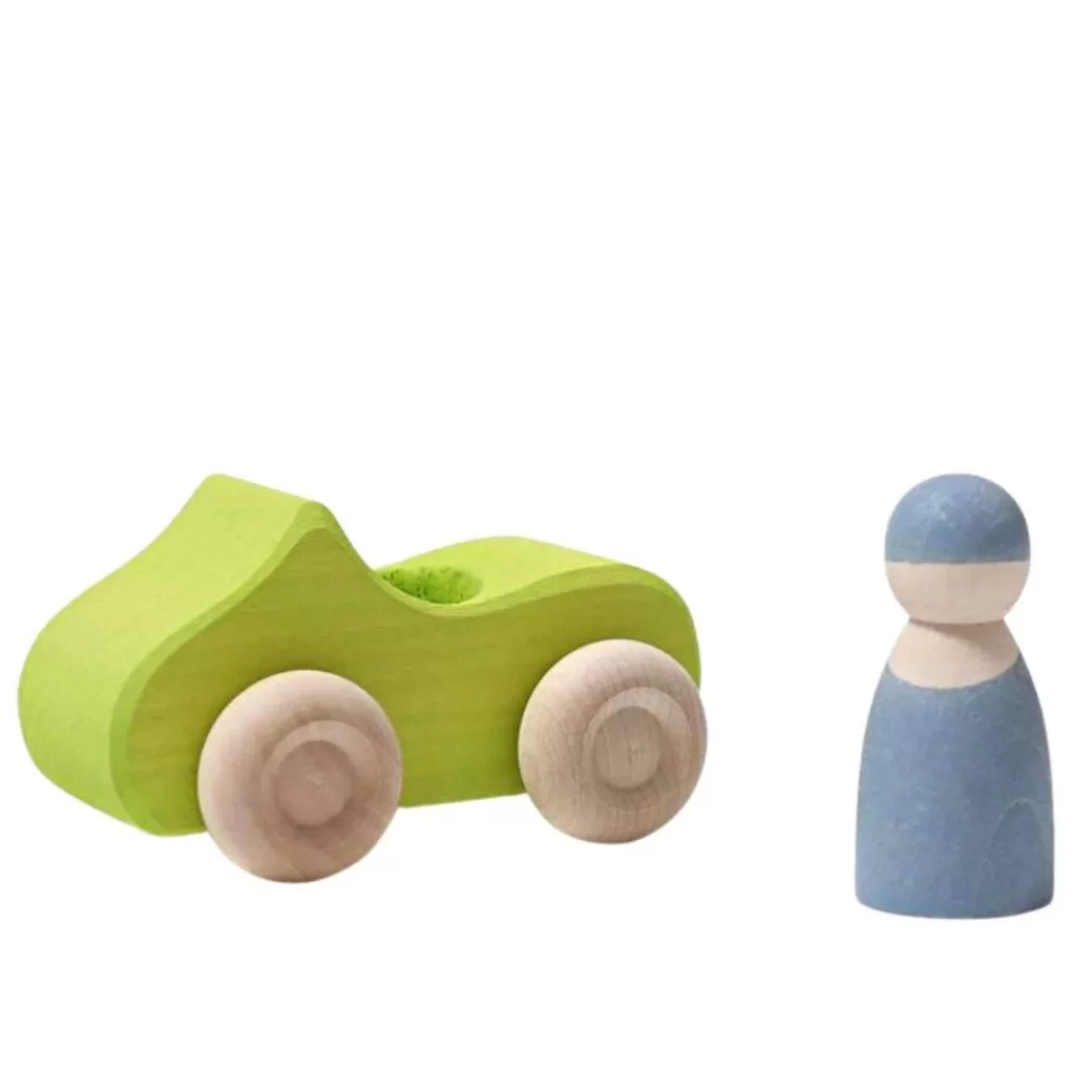 Grimm's Spiel & Holz Toy Vehicles>Small Green Convertible - Wooden Toy Car