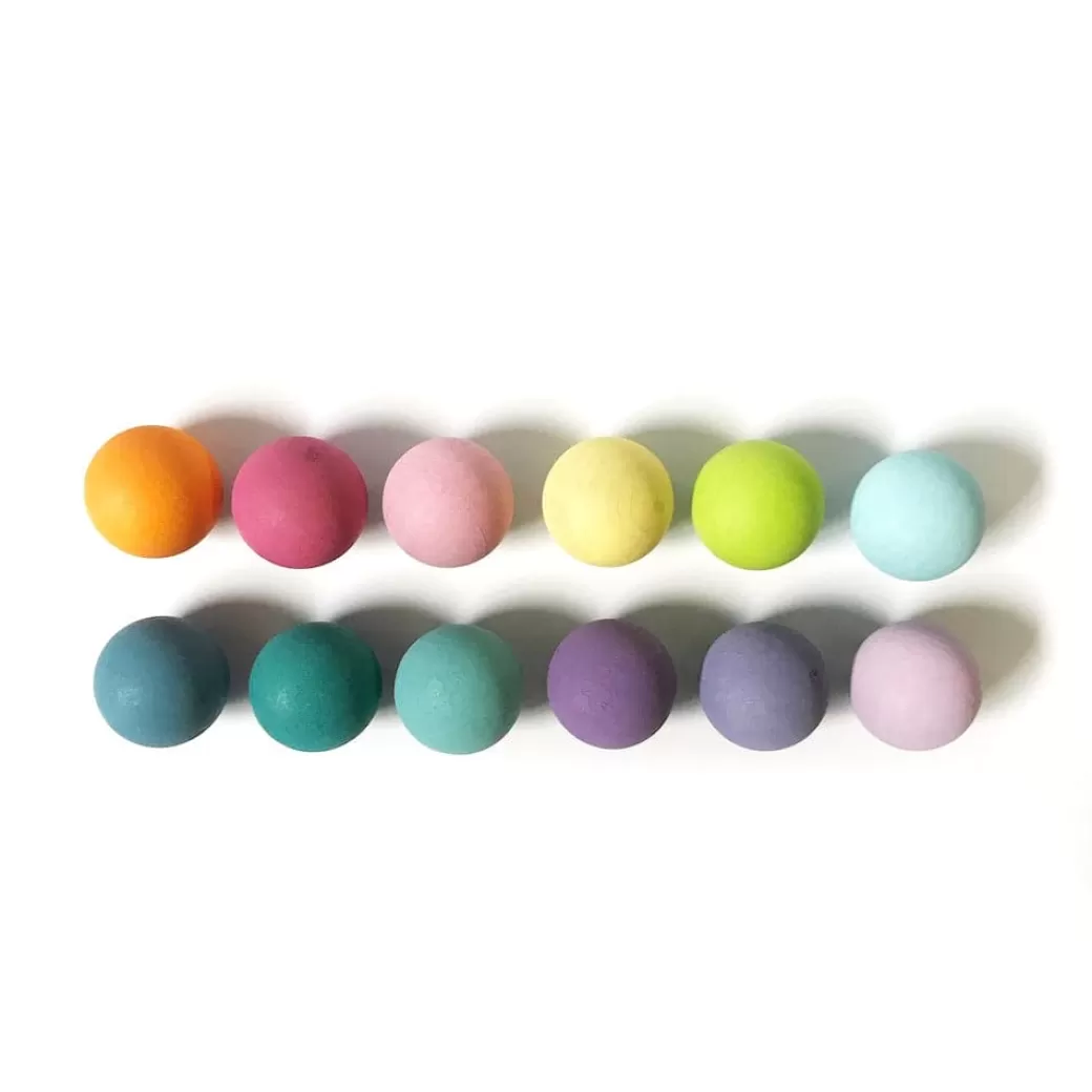 Grimm's Spiel & Holz Wooden Blocks>Small Wooden Pastel Balls, Set Of 12