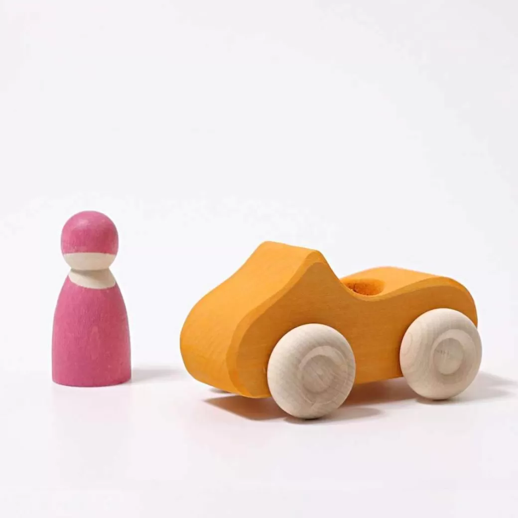 Grimm's Spiel & Holz Toy Vehicles>Small Yellow Convertible - Wooden Toy Car