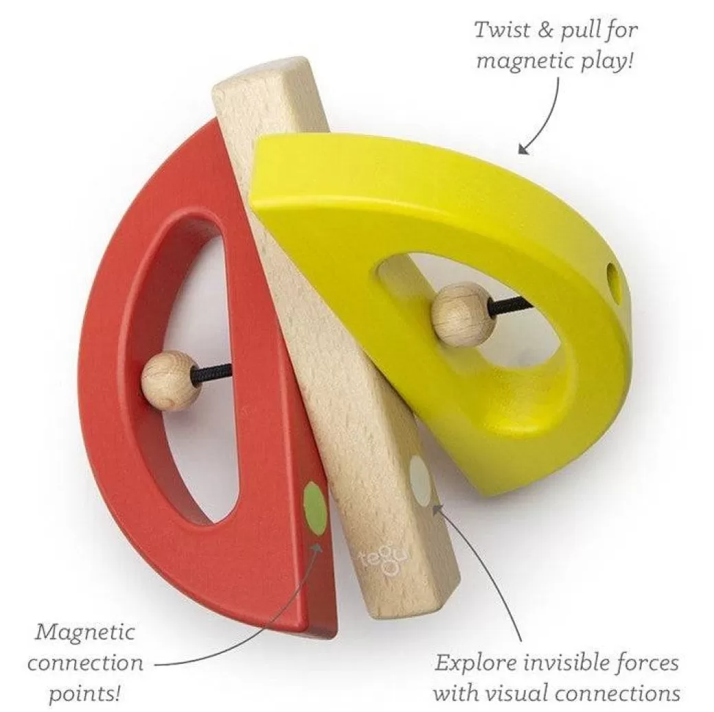 Tegu Magnetic Blocks>Swivel Bug - Yellow/Poppy Red