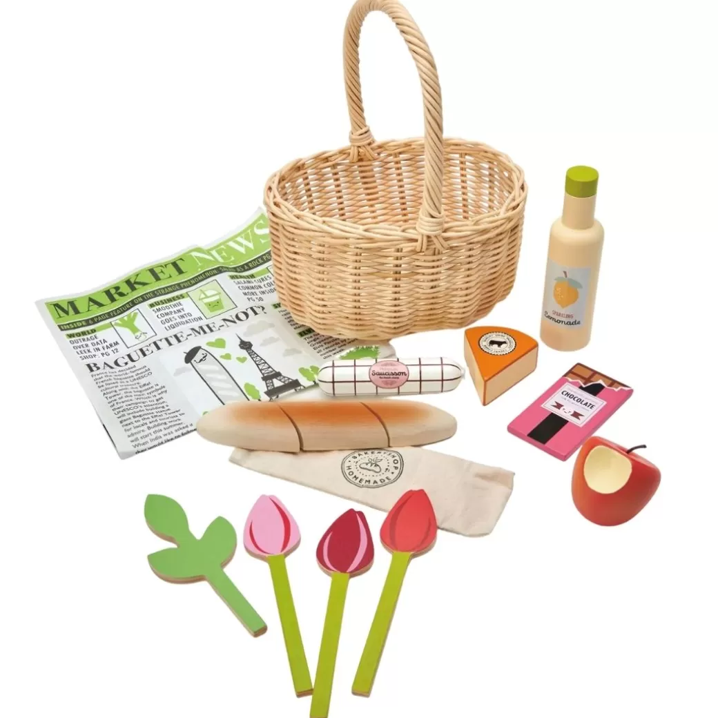 Tender Leaf Toys Kitchen & House Play>Wicker Farmer's Market Shopping Basket