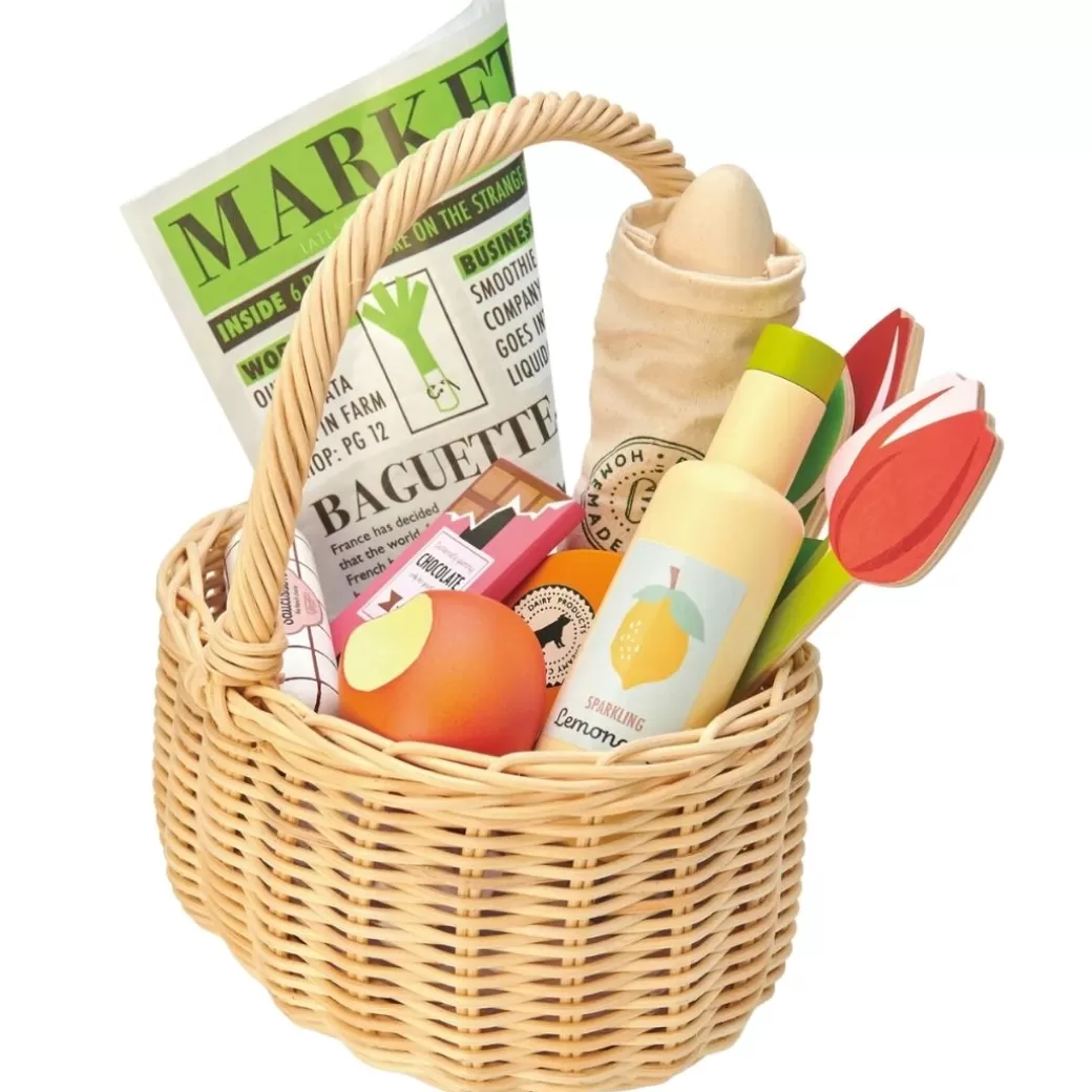 Tender Leaf Toys Kitchen & House Play>Wicker Farmer's Market Shopping Basket