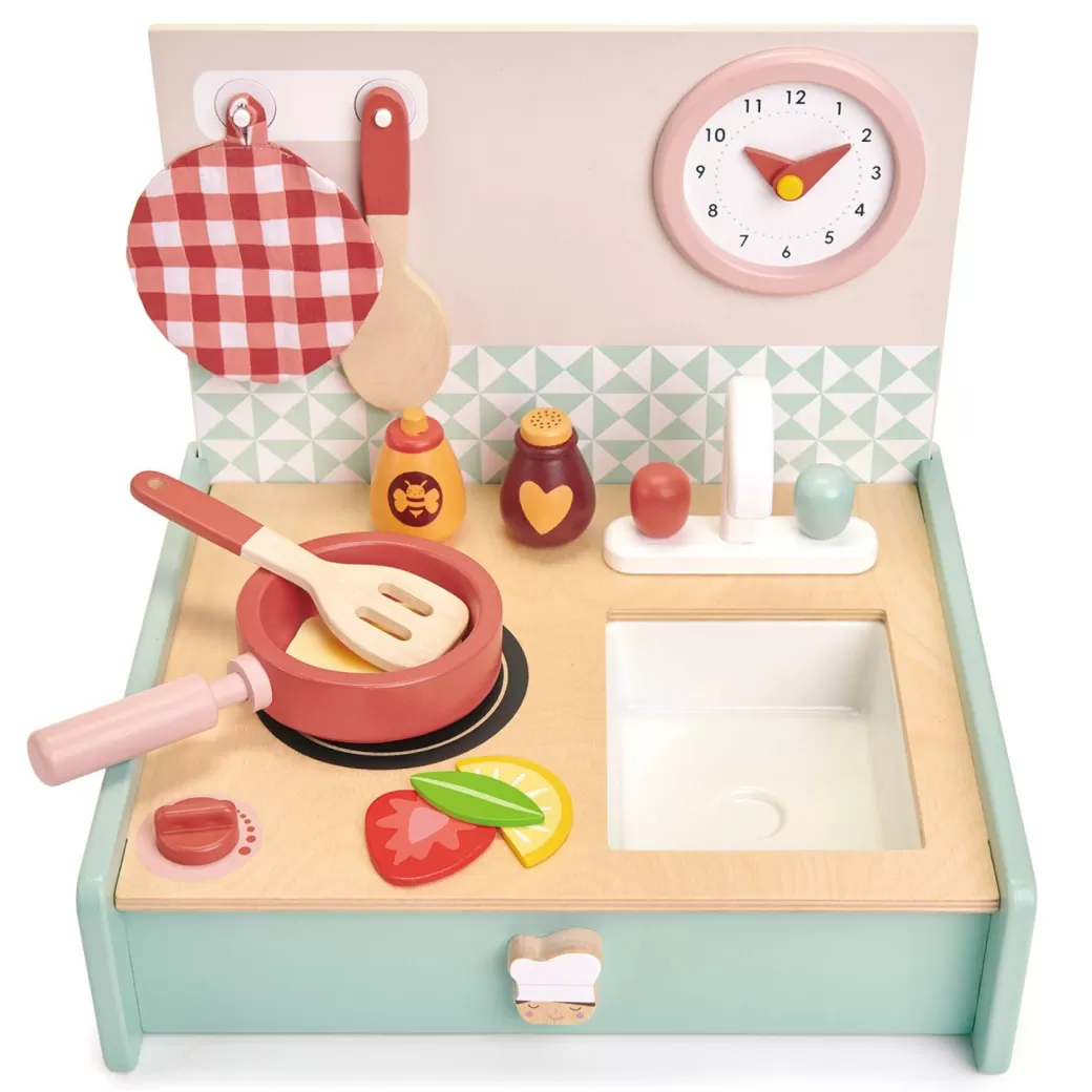 Tender Leaf Kitchen & House Play>Wooden Fold-Away Mini Kitchenette