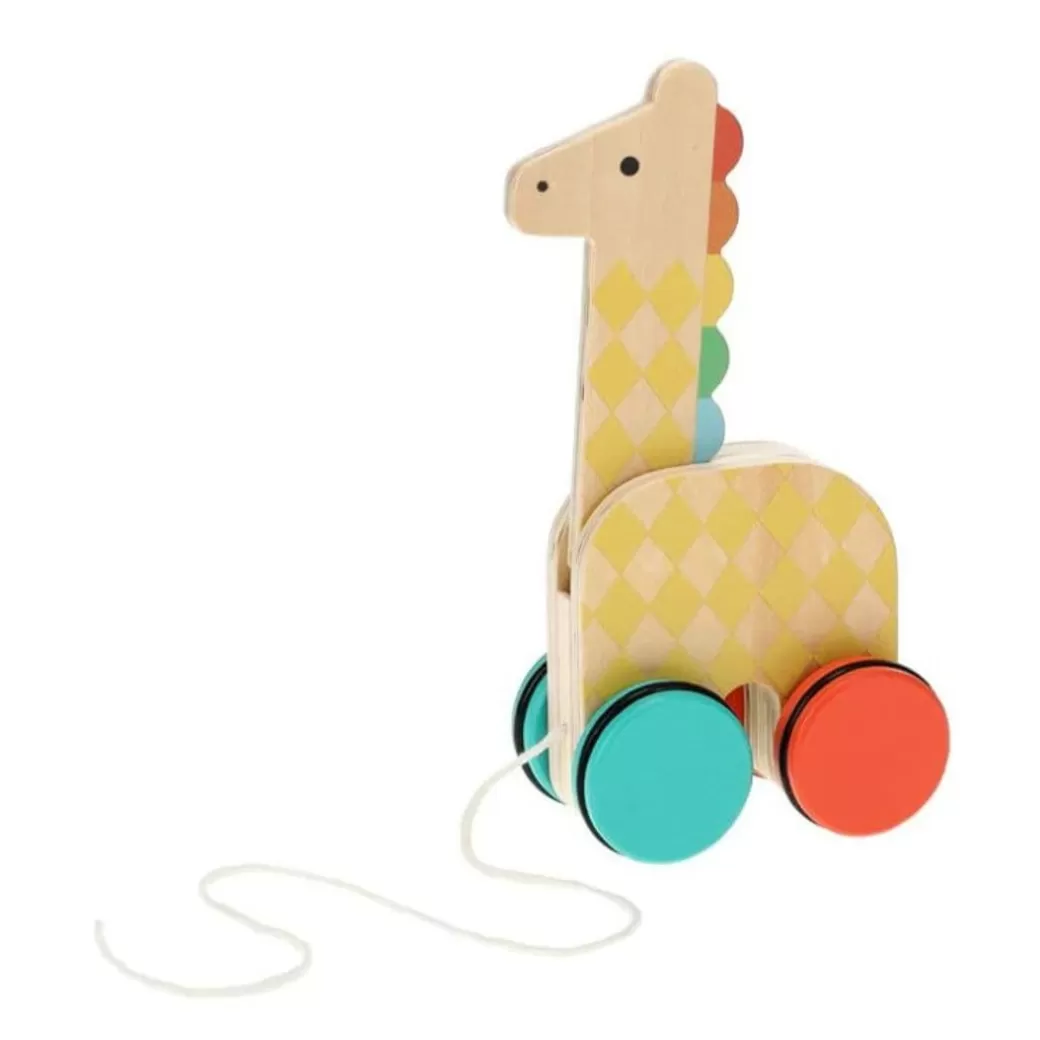 Petit Collage Push & Pull Toys>Wooden Giraffe-On-The-Go Pull Toy