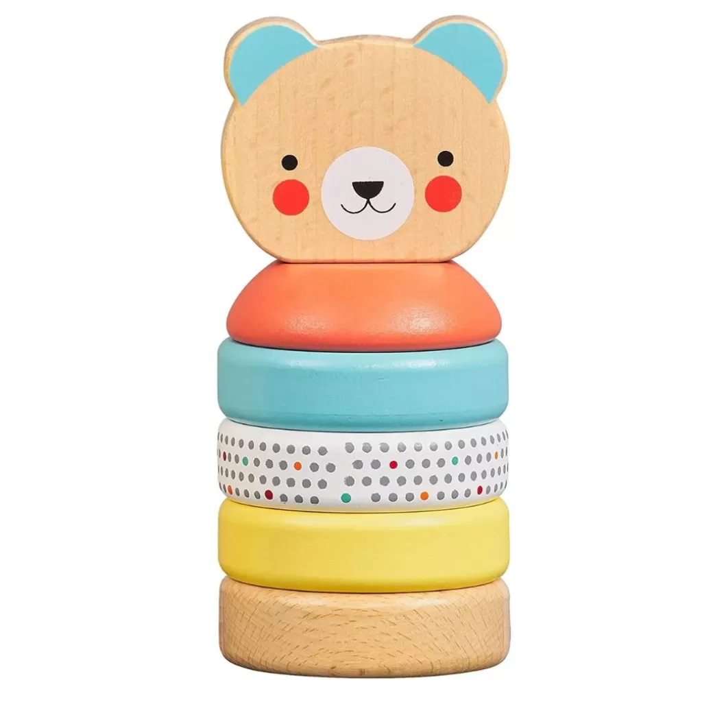 Petit Collage Early Learning>Wooden Happy Bear Stacking Toy