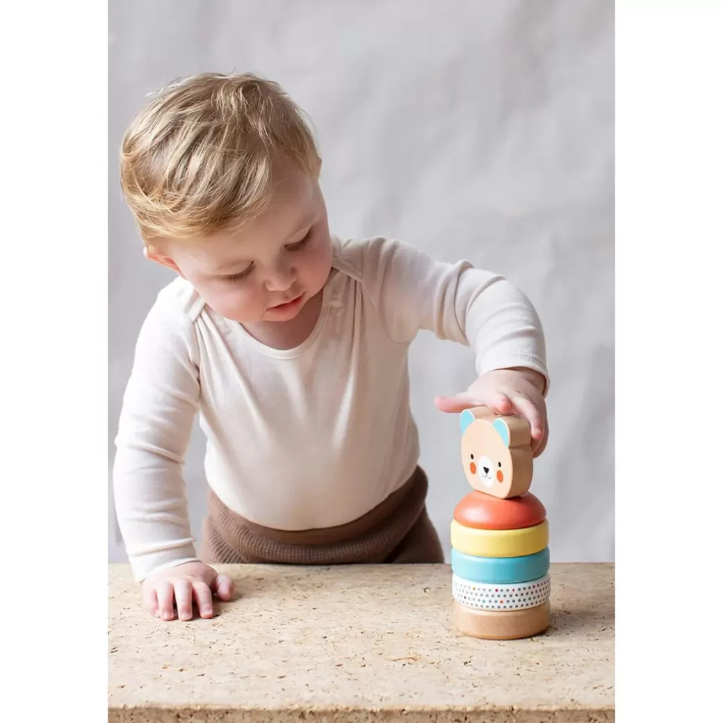 Petit Collage Early Learning>Wooden Happy Bear Stacking Toy