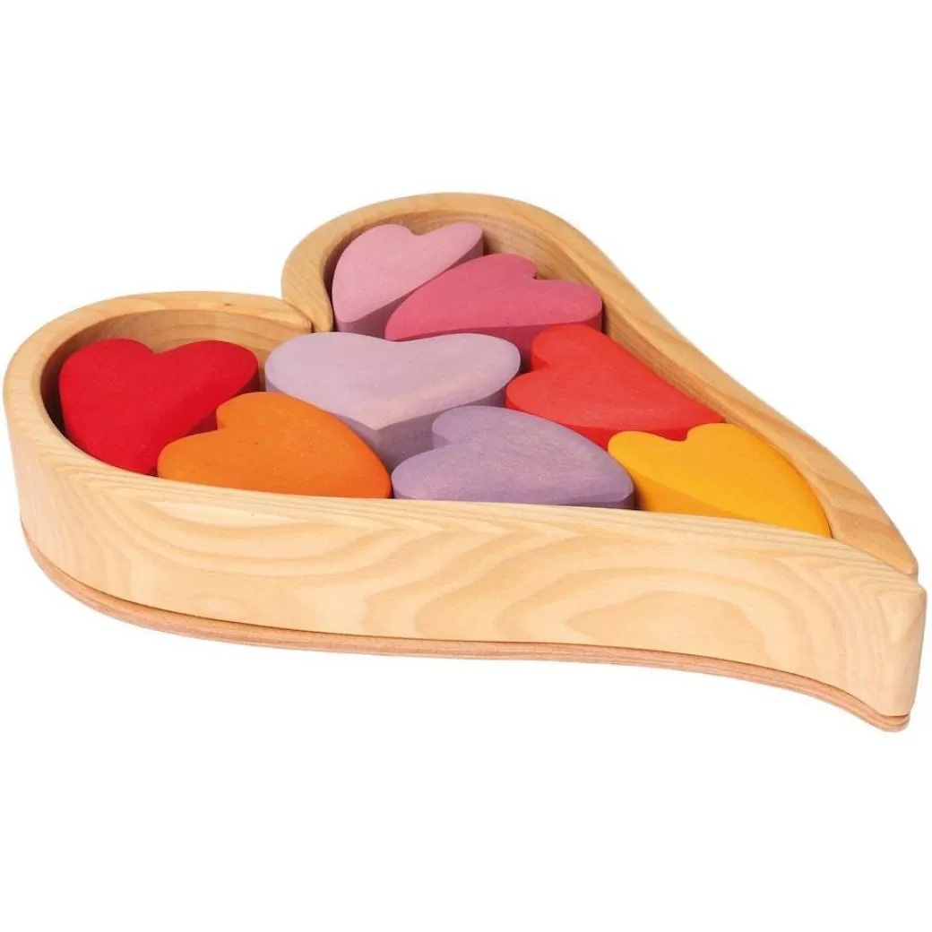 Grimm's Spiel & Holz Wooden Blocks>Wooden Heart Blocks - Red