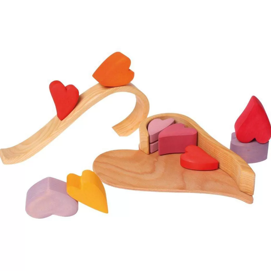 Grimm's Spiel & Holz Wooden Blocks>Wooden Heart Blocks - Red