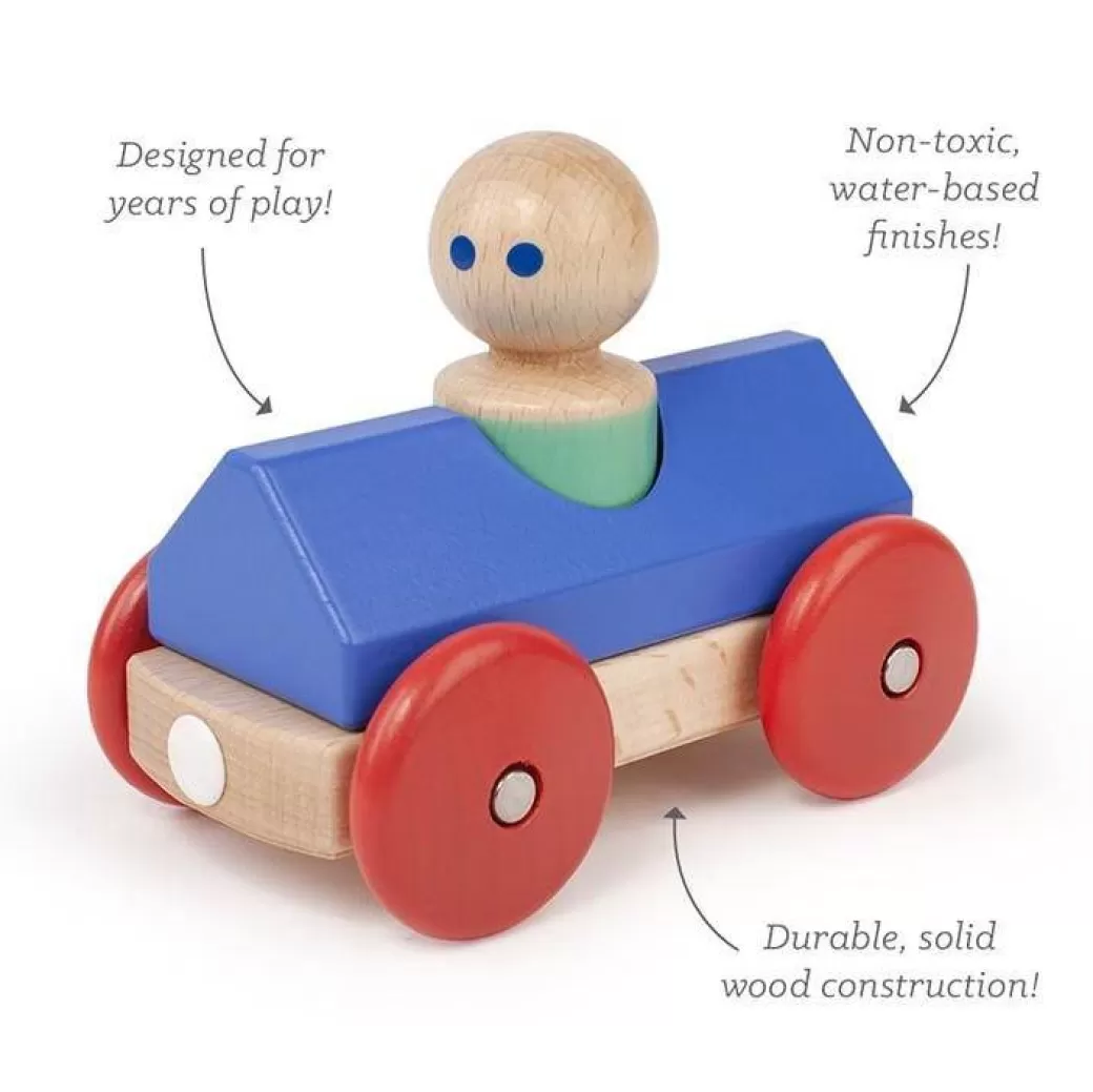 Tegu Toy Vehicles>Wooden Magnetic Racer - Blue