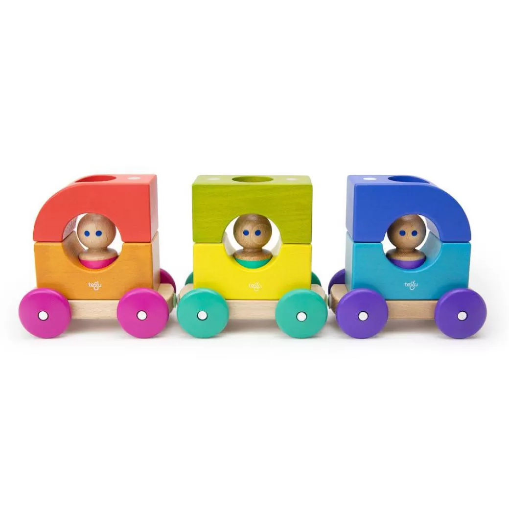 Tegu Toy Vehicles>Wooden Magnetic Rainbow Tram