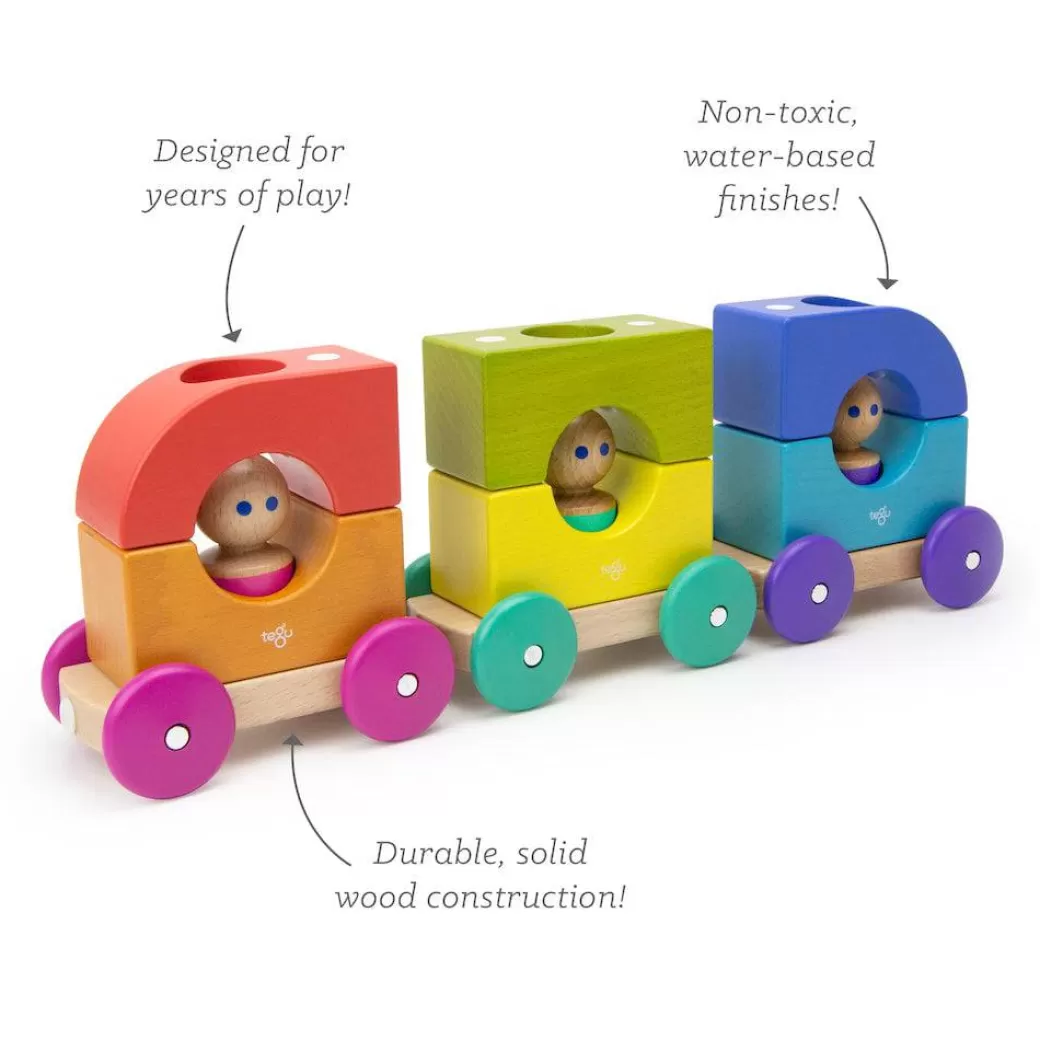 Tegu Toy Vehicles>Wooden Magnetic Rainbow Tram