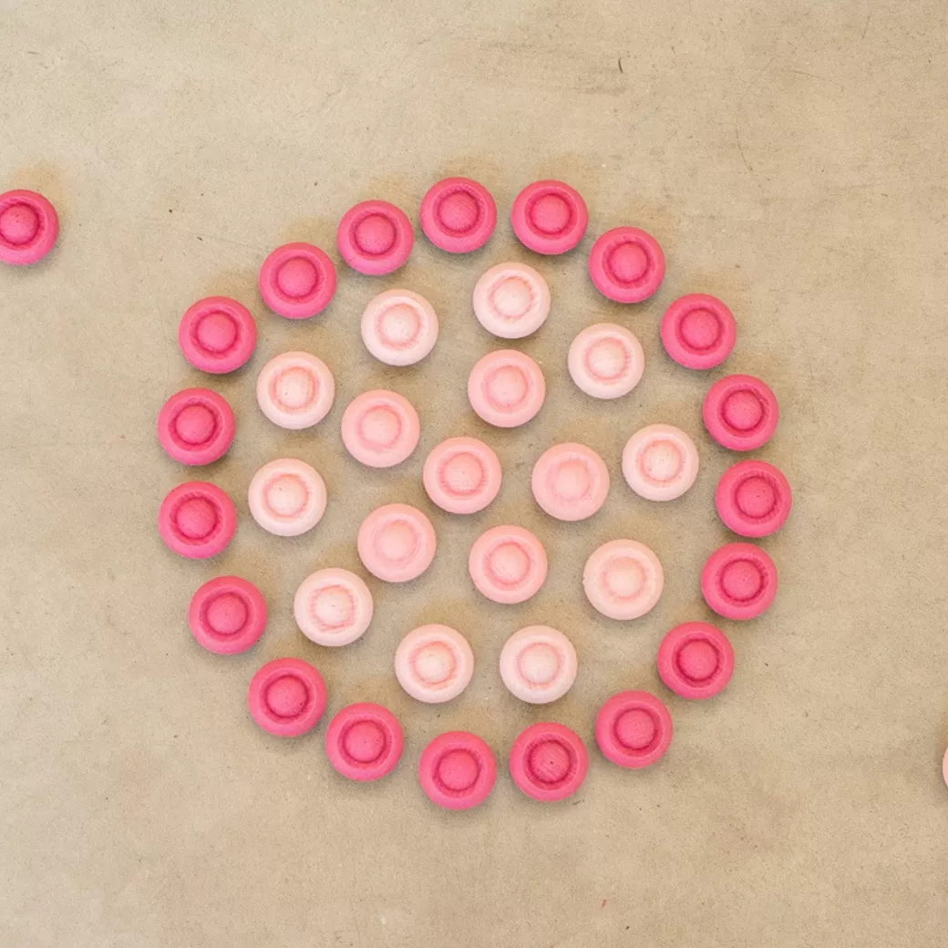 Grapat Wooden Blocks>Wooden Mandala Set, Pink Flowers