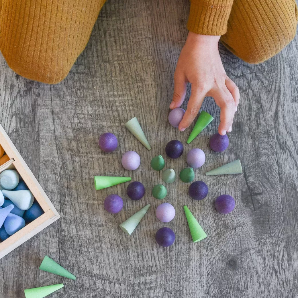 Grapat Wooden Blocks>Wooden Mandala Set, Purple Eggs