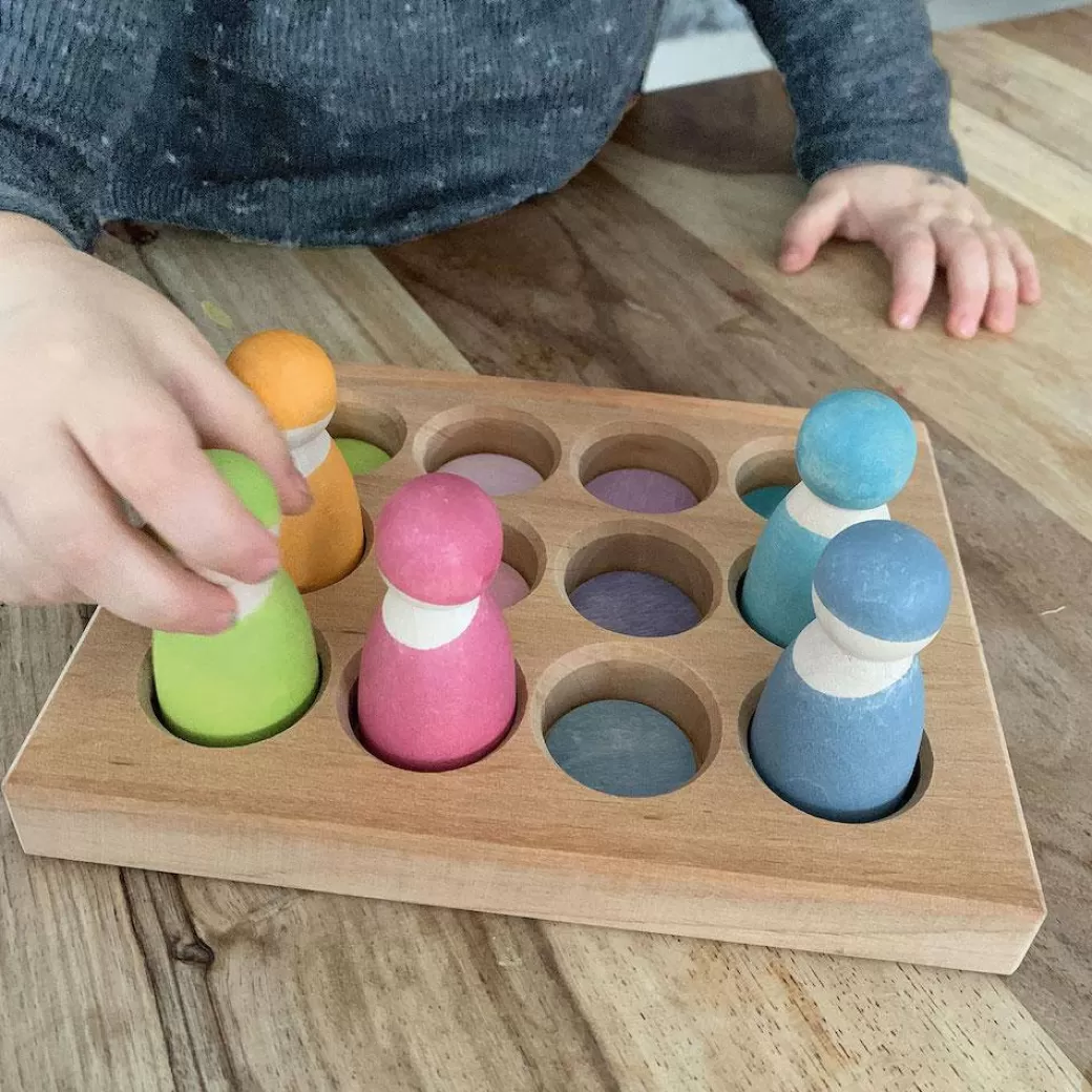 Grimm's Spiel & Holz Early Learning>Wooden Pastel Sorting Board