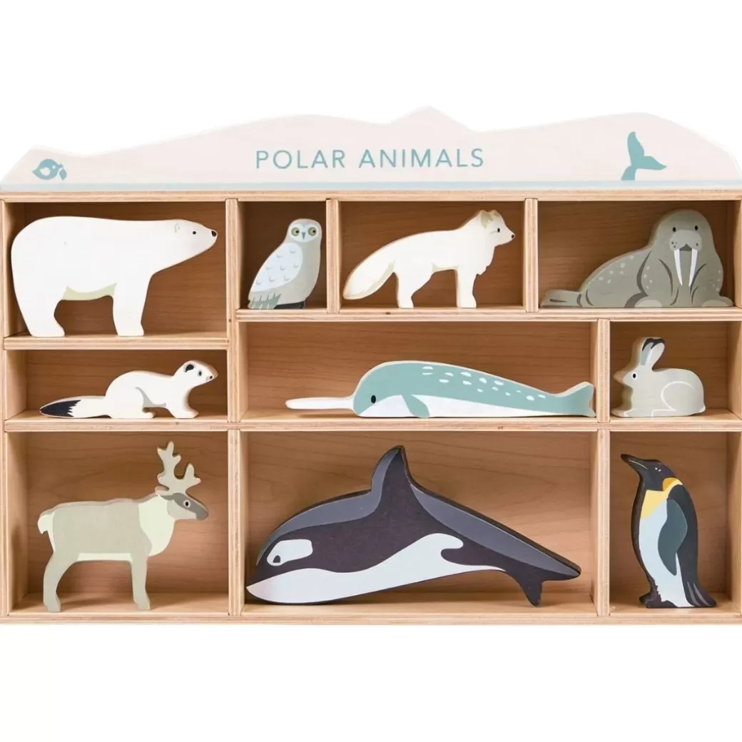 Tender Leaf Toys Wooden Figures>Wooden Polar Animal Figures And Display Case