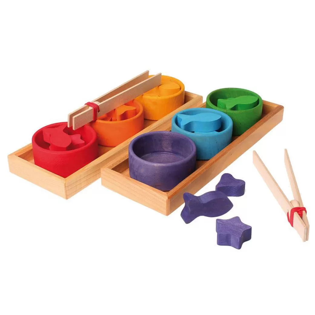 Grimm's Spiel & Holz Early Learning>Wooden Rainbow Bowls Sorting Game