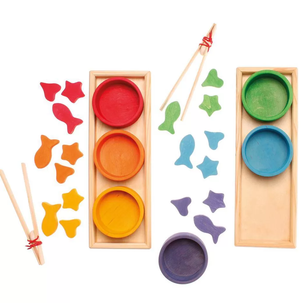 Grimm's Spiel & Holz Early Learning>Wooden Rainbow Bowls Sorting Game