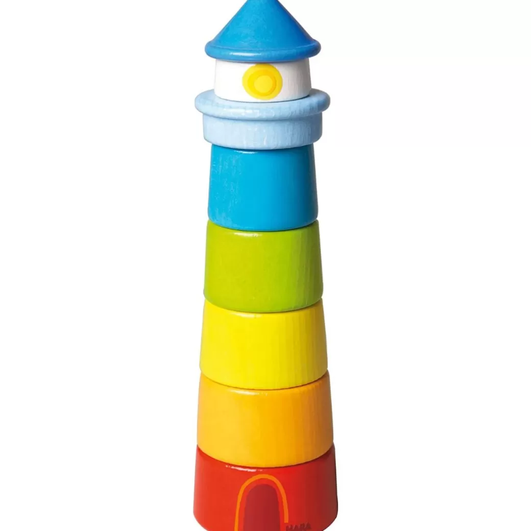 HABA Stacking & Sorting>Wooden Rainbow Lighthouse Stacking Toy