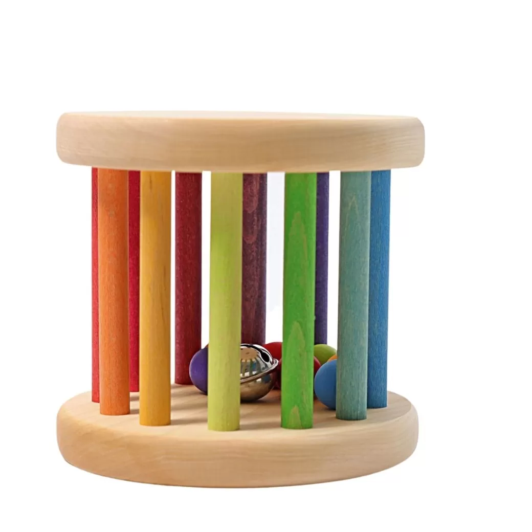 Grimm's Spiel & Holz Push & Pull Toys>Wooden Rainbow Rolling Wheel