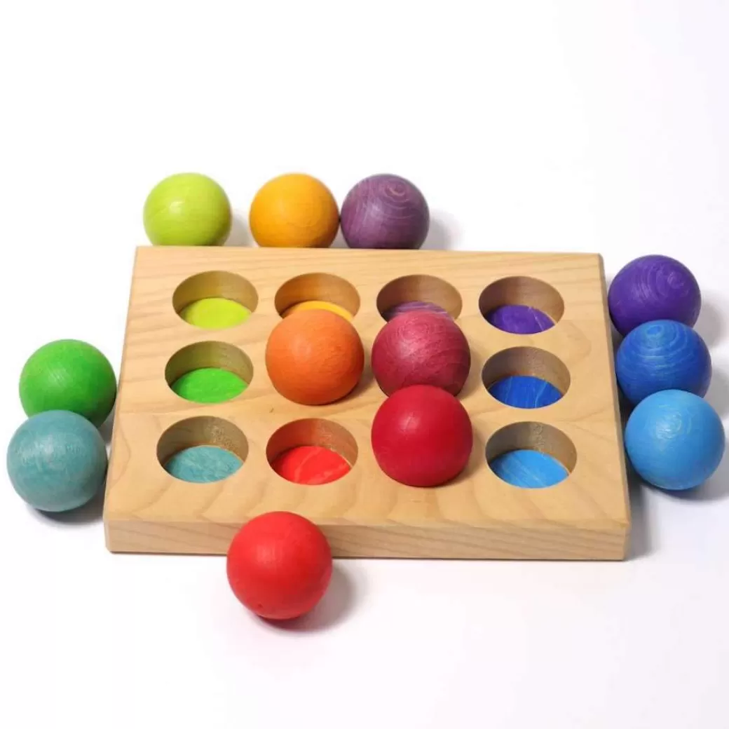 Grimm's Spiel & Holz Early Learning>Wooden Rainbow Sorting Board