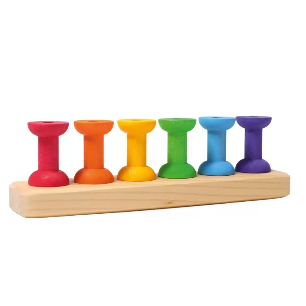 Grimm's Spiel & Holz Early Learning>Wooden Rainbow Threading Game