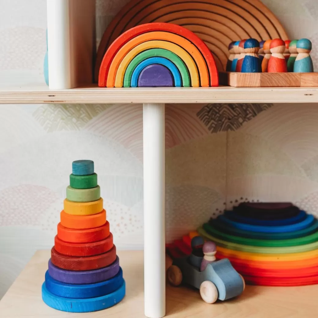 Grimm's Spiel & Holz Wooden Blocks>Wooden Rainbow Tunnel - 6 Piece