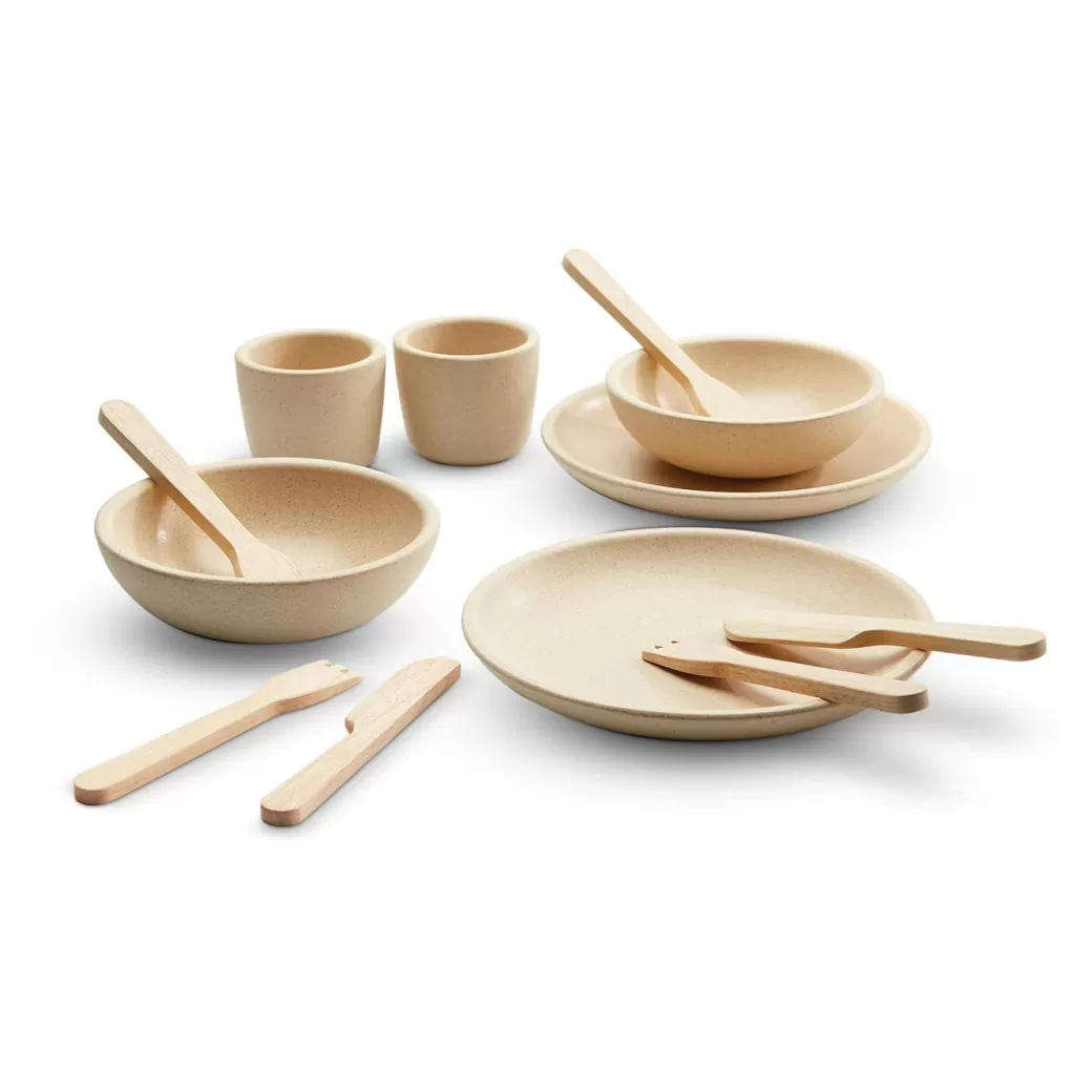 PlanToys Kitchen & House Play>Wooden Tableware Set - Play Dishes