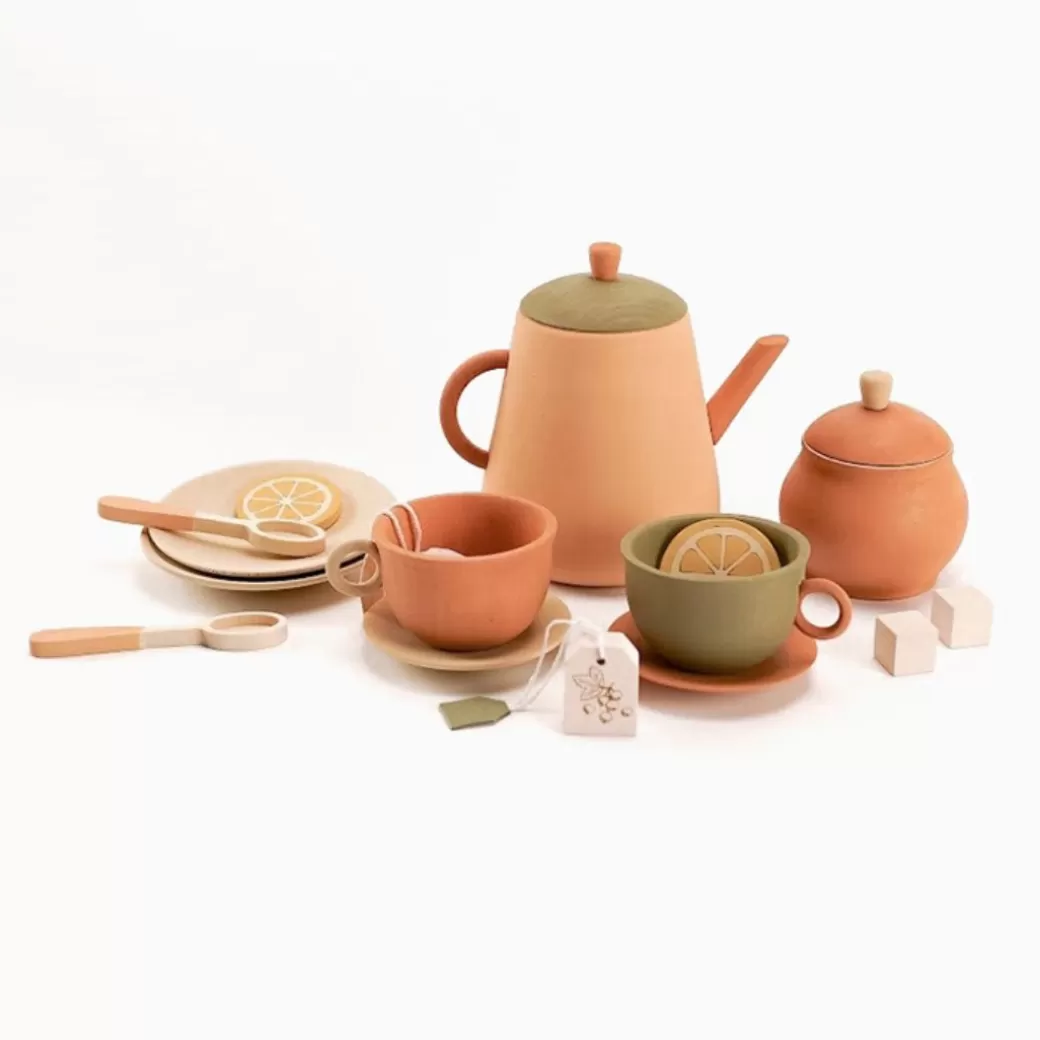 Sabo Kitchen & House Play>Wooden Tea Set- Herbal Palette