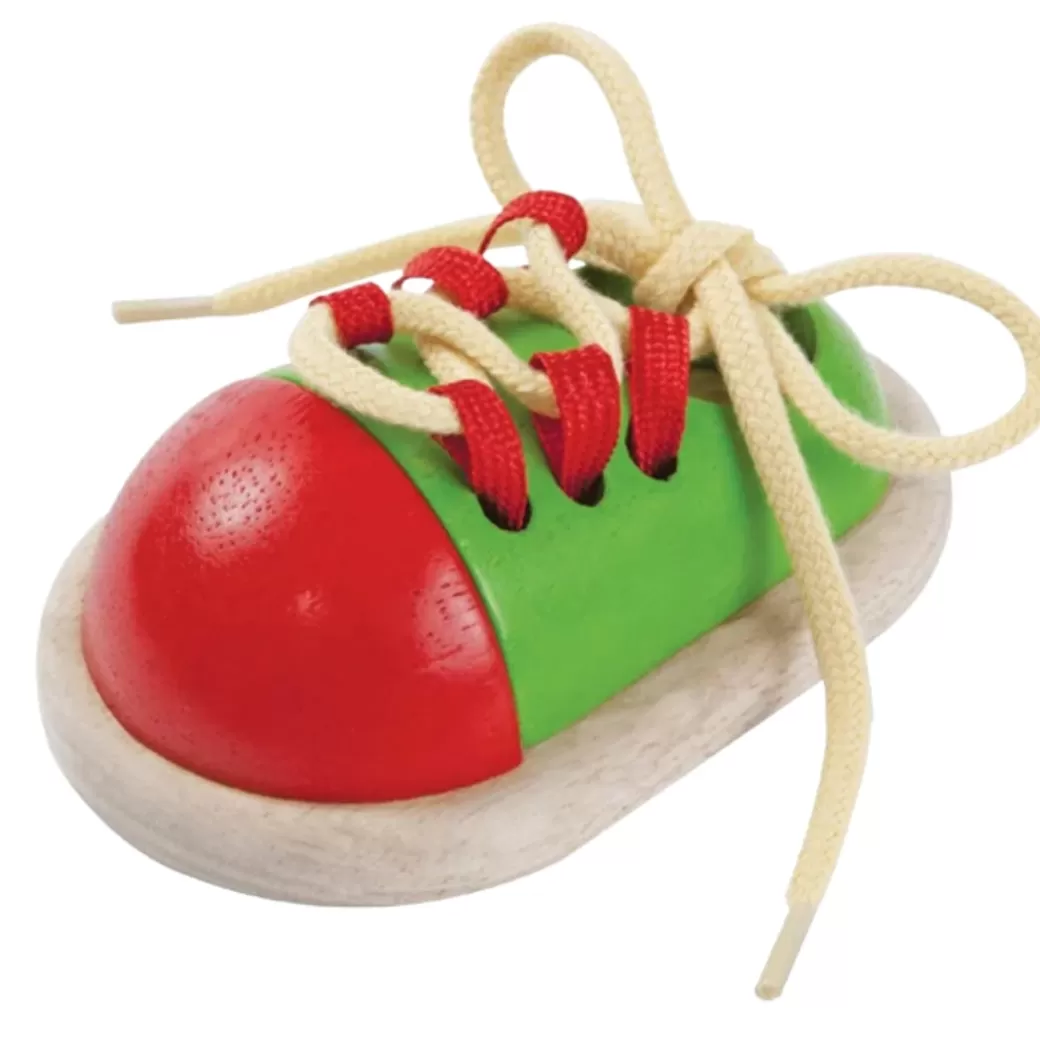 PlanToys Early Learning>Wooden Tie-Up Shoe Toy