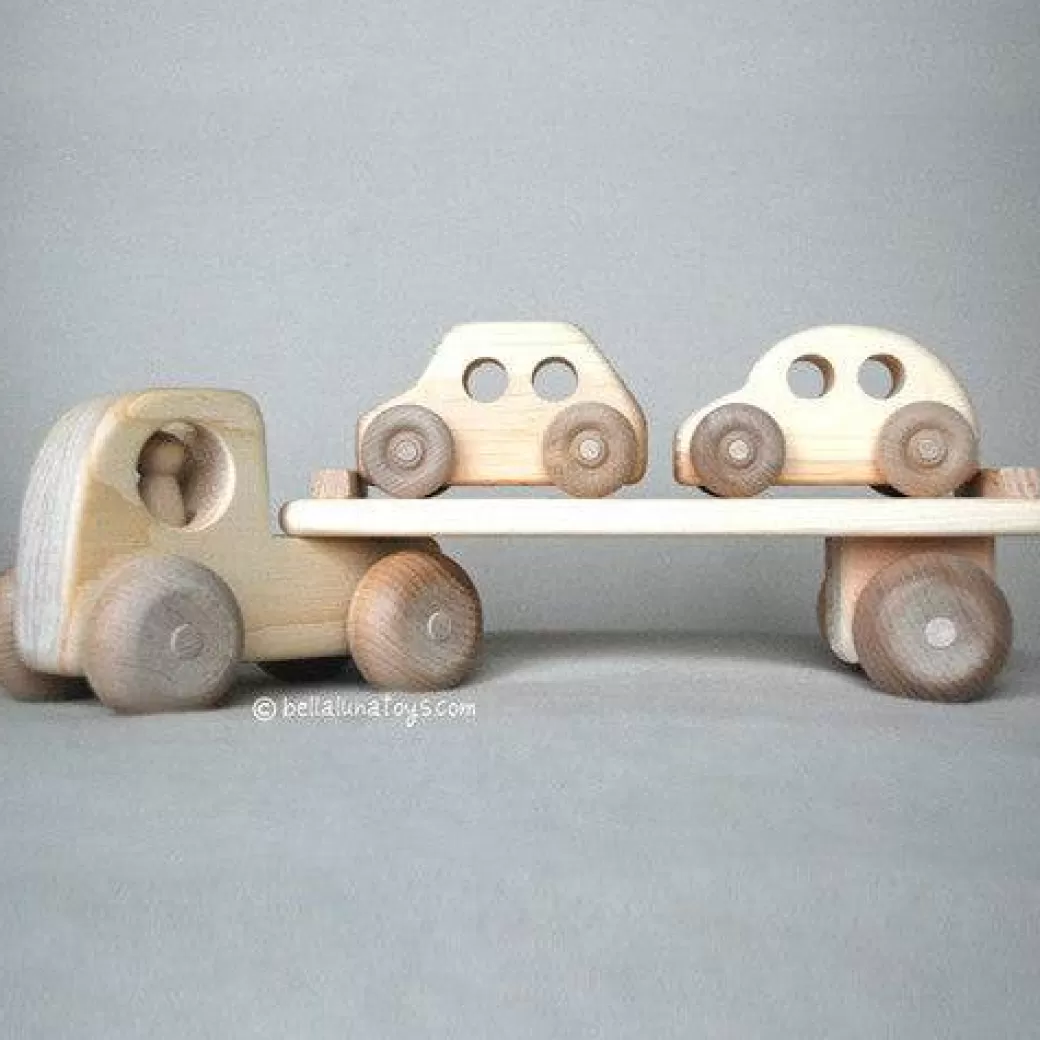 Different Drummer Toy Vehicles>Wooden Toy Car Carrier Truck