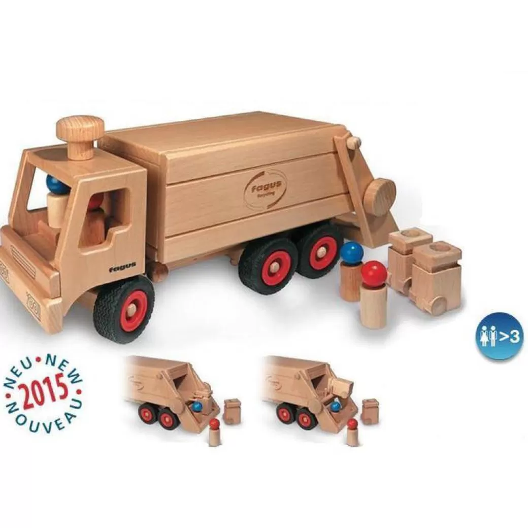 Fagus Toy Vehicles>Wooden Toy Garbage Truck