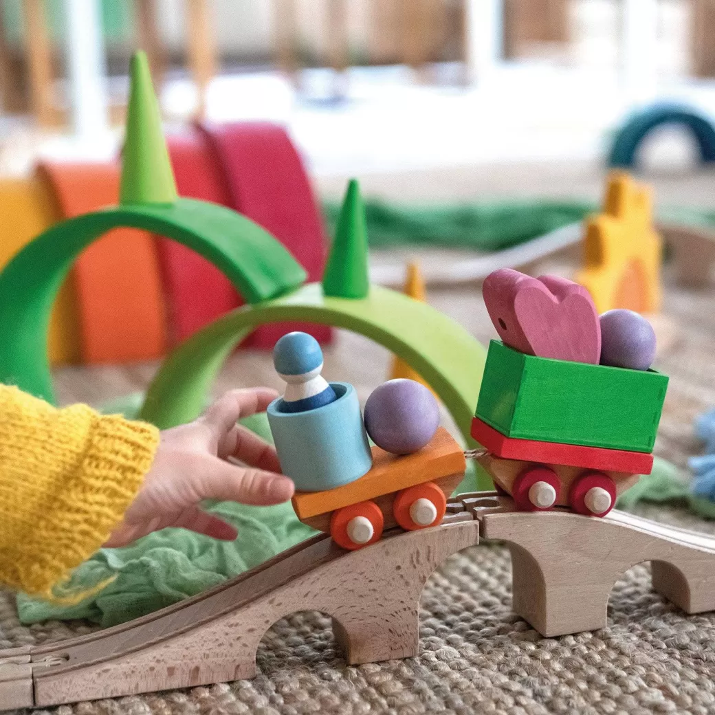 Grimm's Spiel & Holz Toy Vehicles>Wooden Train Building Set