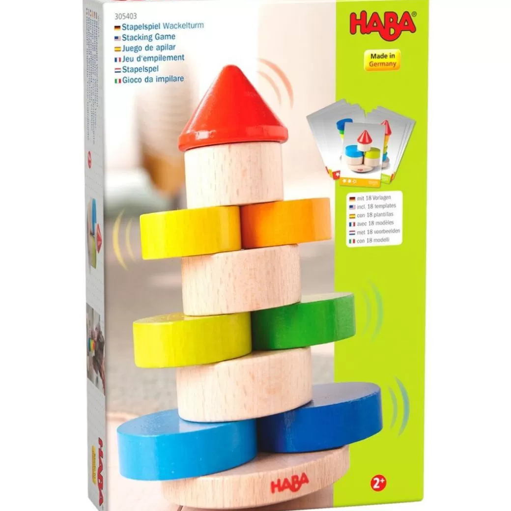 HABA Stacking & Sorting>Wooden Wobbly Tower Stacking Blocks Game