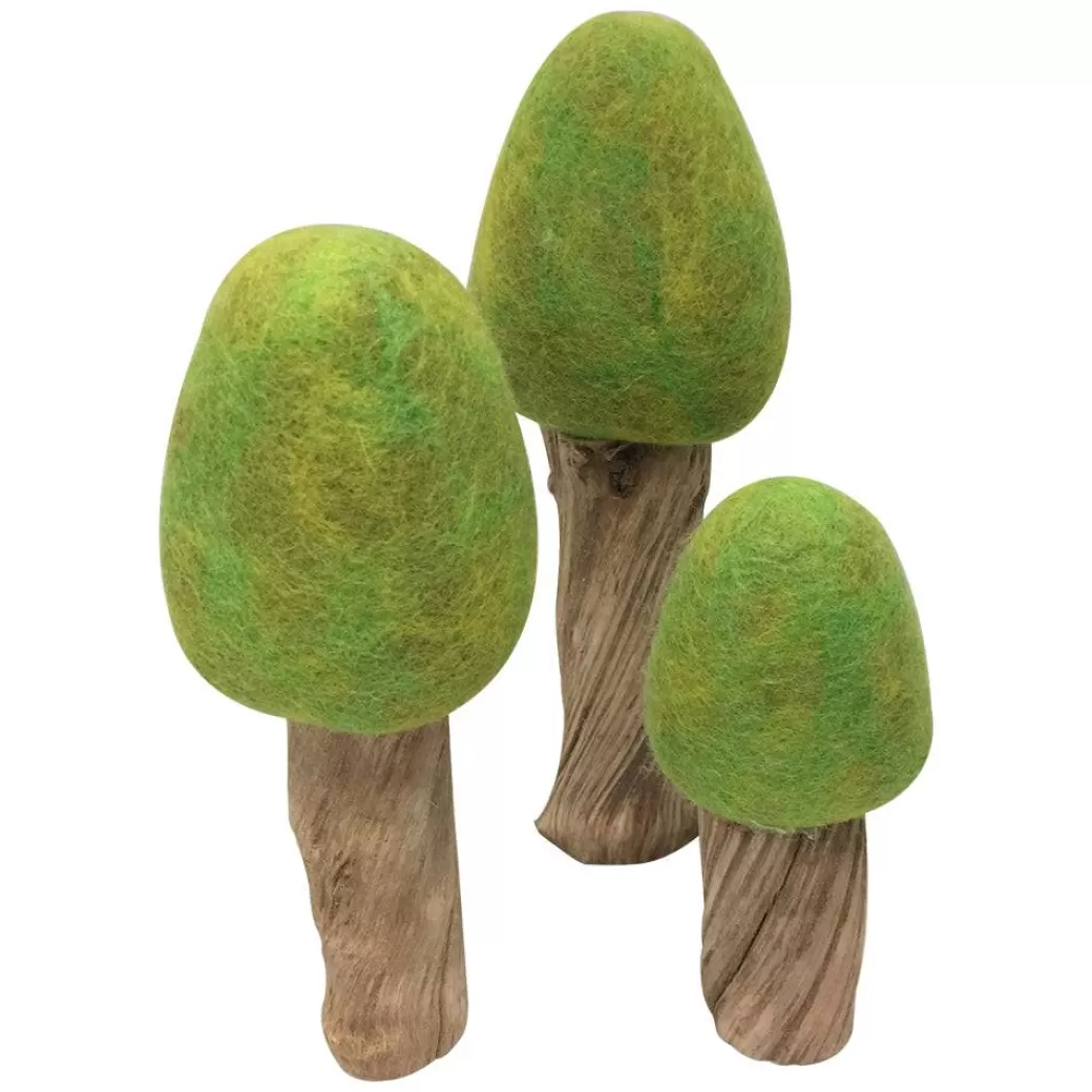 Colours of Australia Fairies & Gnomes>Wool Felted Spring Trees - Set Of 3