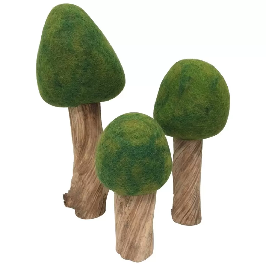 Colours of Australia Fairies & Gnomes>Wool Felted Summer Trees, Set Of 3